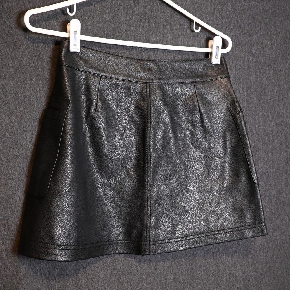 Free People Women's 2 Faux Pebbled Leather Mini Skirt Zipper Grunge Punk